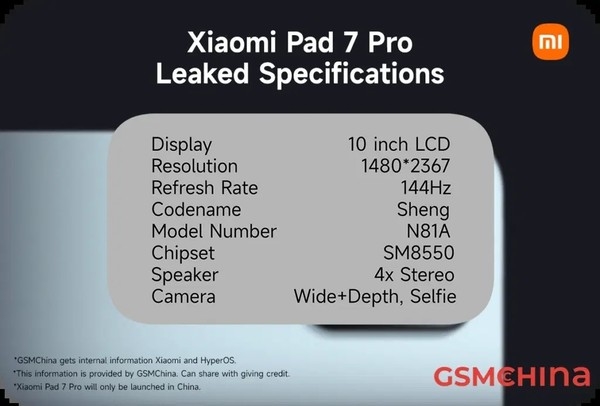 小米平板7 Pro要来了：10英寸LCD屏 与小米14 Ultra同台发布